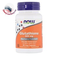 Viên uống trắng da  NOW Glutathione 500 mg 30 viên  của Mỹ