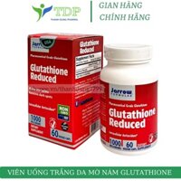 Viên uống trắng sáng da, mờ thâm nám Glutathione reduced 1000mg jarrow formulas chống oxi hoá hỗ trợ sức khoẻ- chai 60 v