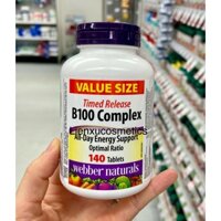 Viên uống vitamin B100 complex Webber Naturals 140 viên; Hsd 2026