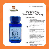 Viên uống Vitamin B12 Puritan’s Pride 500mcg