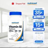 Viên uống Vitamin B2 Riboflavin Nutricost (120 viên) giảm đau đầu, rụng tóc, gia tăng năng lượng