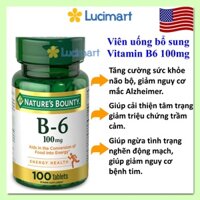 Viên uống Vitamin B6 100mg Nature’s Bounty hũ 100 viên [Hàng Mỹ]