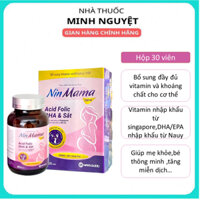 Viên Uống Vitamin Bà Bầu Nin Mama bổ sung vitamin và khoáng chất Acid Folic DHA và sắt Lọ 30 viên