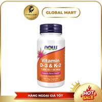 Viên uống Vitamin D3 K2 Now 1000IU / 45mcg (Mỹ) giúp xương, răng chắc khỏe, tăng đề kháng
