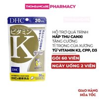 Viên uống vitamin K DHC -  hỗ trợ tăng hấp thụ canxi, ngừa loãng xương - Gói 60 viên (30 ngày) - Nhập khẩu Nhật Bản