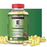 Viên Vitamin E Kirkland Signature Vitamin E 180 mg (400 IU) 500 viên (nắp đỏ), Viên uống hỗ trợ VitaminE làm đẹp da