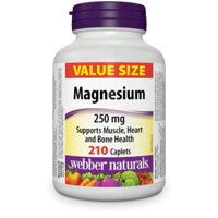 Viên Webber Naturals Magnesium 250mg hỗ trợ chức năng xương và cơ