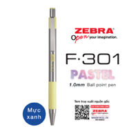 Viết bi bấm kim loại F301 PASTEL 1.0mm Zebra - Nhật Chính Hãng - mực xanh - Vàng Pastel