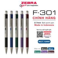 Viết bi bấm kim loại Zebra F301 0.7mm Chính hãng - mực xanh - Màu Đen