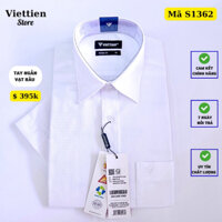 việt tiến - áo tay ngắn vạt bầu trắng sọc phom reguler mã s1362