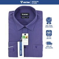VIỆT TIẾN SALE - Áo Sơ Mi Viettien Tay Dài, Màu Caro Tím Violet, Form Regular, Lai Bầu, Quà Tặng Nam