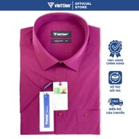 VIỆT TIẾN SALE - Áo Sơ Mi Viettien Tay Ngắn, Màu Hoa Văn Đỏ Tía, Form Regular Fit, Lai Ngang