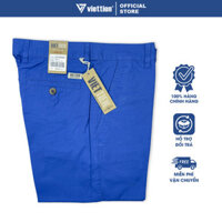 VIỆT TIẾN SALE - QUẦN SHORT KAKI , Màu Xanh Dương , Họa Tiết Trơn, Form Slim Fit , Chính Hãng
