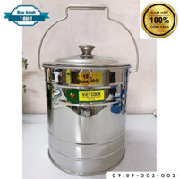 (Vietcook) Bình đựng nước sữa, nước, thực phẩm inox 304 10 lít,15 lít, 20lít ko vòi ,Xô inox có nắp đậy