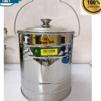 (Vietcook) Bình đựng nước sữa, nước, thực phẩm inox 304 10 lít,15 lít, 20lít ko vòi ,Xô inox có nắp đậy