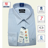 VIETTIEN - ÁO SƠ MI DÀI TAY 1Q0493, 35% COTTON, 65% POLYESTER, MÀU WHITE BLUE