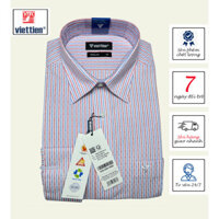 VIETTIEN - ÁO SƠ MI DÀI TAY 1N0579, 35% COTTON, 65% POLYESTER, MÀU BLUE RED