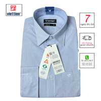 VIETTIEN - ÁO SƠ MI DÀI TAY VIỆT TIẾN 1P0610, VẢI KATE, MÀU WHITE NAVY