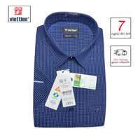 VIETTIEN - ÁO SƠ MI NGẮN TAY 1P2111 (NAVY), 50% BAMBOO, 50% SPUN