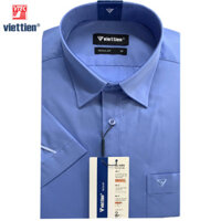 Viettien - Áo sơ mi ngắn tay màu xanh dương BLUE/M - 390k