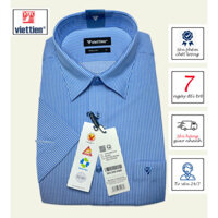 VIETTIEN - ÁO SƠ MI NGẮN TAY 1P1010, 35% COTTON, 65% POLYESTER, MÀU BLUE