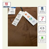 VIETTIEN - QUẦN TÂY NAM 8N4099, 68% POLY, 30% RAYON, 2% SPANDEX, MÀU NÂU BROWN