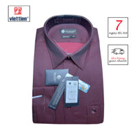 VIETTIEN (SAN SCIARO) - ÁO SƠ MI DÀI TAY LAI BẦU 4P0080 (BORDEAUX), 100% COTTON