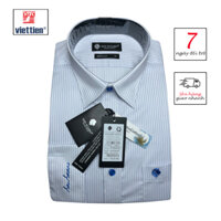 VIETTIEN (SAN SCIARO) - ÁO SƠ MI DÀI TAY LAI BẦU 4P0128 (WIHTE BLUE0, 100% COTTON