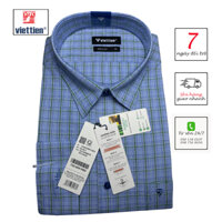 VIETTIEN (SIZE HIẾM) - ÁO SƠ MI DÀI TAY 1S0003, VẠT BẦU, VẢI TRE TỰ NHIÊN, MÀU XANH BLUE