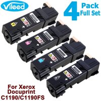 Vileed 4 Gói C1190 Màu Mực In Cho Máy Xerox DocuPrint C1190fs Màu Sắc Máy In Laser-Ct201260 BK Đen Ct201261 C Cyan Ct201262 M Magenta Ct201263 Y Vàng Trọn Bộ Tương Thích Màu Sắc...