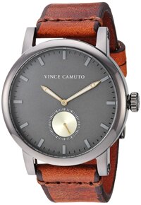 Vince Camuto Men's VC/1108GYDG Gunmetal and Brown Leather Strap Watch