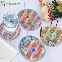 [vincent.vn] 6 cái kim cương nghệ thuật thủ công mỹ nghệ cổ điển mandala diy coaster set cho người lớn và người mới bắt đầu