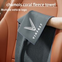 Vinfast car lông cừu san hô cao cấp + khăn rửa xe da lộn, vải lau xe thấm nước và không rụng tóc