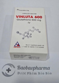 VINLUTA 600 – Glutathione 600mg Tiêm Trắng Da, Thải Độc Gan (Hộp 1 lọ bột khô + 1 ống dung môi 10ml)