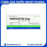 Vinpocetin 5mg Dược Hà Tây điều trị rối loạn tuần hoàn não Hộp 2 vỉ x 25 viên