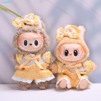 Vint 17cm Váy búp bê Labubububu, Đầm dự tiệc hoa Labububububububu, Phụ kiện đồ chơi Màu vàng nhạt DIY Nơ Labubupu Quần áo thời gian Quà tặng trẻ em