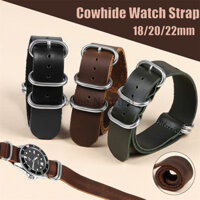 Vintage Da Bò Dây Đeo Đồng Hồ 18mm 20mm 22mm NATO Da Thật Chính Hãng Dây Đeo Đồng Hồ Một Mảnh Vòng Nhẫn Đa Năng Nam Nữ Kinh Doanh Vòng Tay Cho Rolex