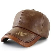 Vintage Nối PU Rửa Làm Cũ Biker Mũ Bóng Chày In Hình Giải Trí Ngoài Trời Vịt Lưỡi Mũ Da