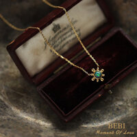 Vintage sang trọng nhẹ và nhỏ hoa hướng dương rực rỡ Giả Vòng cổ bông tai OPAL Opal