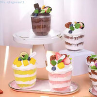 Vintagevault 50 chiếc Cốc làm bánh dùng một lần, Cốc kem hình chữ U 250 / 360 / 500ML, Trong suốt đa năng có nắp vòm Cốc tráng miệng bằng nhựa Pudding