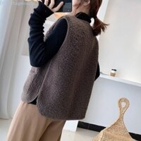 Vintagevault Áo khoác lông cừu giả, Áo khoác không tay có dây kéo, Cơ bản có túi giữ nhiệt Tất cả các trận đấu Áo khoác Cardigan Traf văn phòng