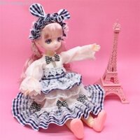 Vintagevault Búp bê Bjd 32cm, Khớp hình cầu với quần áo Búp bê Bjd 1 / 6, Trang phục búp bê 3D Mắt búp bê bản lề đầy màu sắc Quà tặng bé gái
