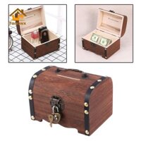 [Viocee] Hộp gỗ cổ điển, Hộp đựng tiền bằng gỗ Heo đất có khóa và chìa khóa, Quà tặng sắp xếp lưu trữ trang sức cho trẻ em