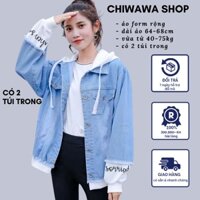 [VIP] Áo khoác jean nữ có mũ sau thời trang cao cấp có túi trong Si1156 - nón đôi