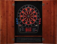 Viper Metropolitan Solid Wood Cabinet & Electronic Dartboard Ready-to-Play Bundle with Two Sets of Soft-Tip Darts and Integrated Storage in Multipl...