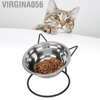 Virgina056 Bát đựng thức ăn cho mèo bằng thép không gỉ không chứa dầu có chân đế cho mèo