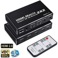 Virwir 2X2 HDMI Matrix với Remote 4K @ 60Hz 1080P True Matrix Switch Splitter Adapter cho máy chiếu PC TV PS3