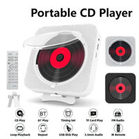 Virwir Máy nghe nhạc CD di động Loa bluetooth Máy nghe nhạc CD âm thanh nổi Màn hình LED Máy nghe nhạc CD treo tường có điều khiển từ xa hồng ngoại Đài FM