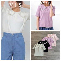 Vis Store - Áo thun gân nữ cổ sen xuất nhật