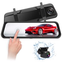 VISKOO, FHD Backup Camera and 1080p Front and Rear Dual Lens Mirror Dash Cam 2 in 1 for car,9.66 inch Full Touch IPS Screen G-Sensor Parking Monito...